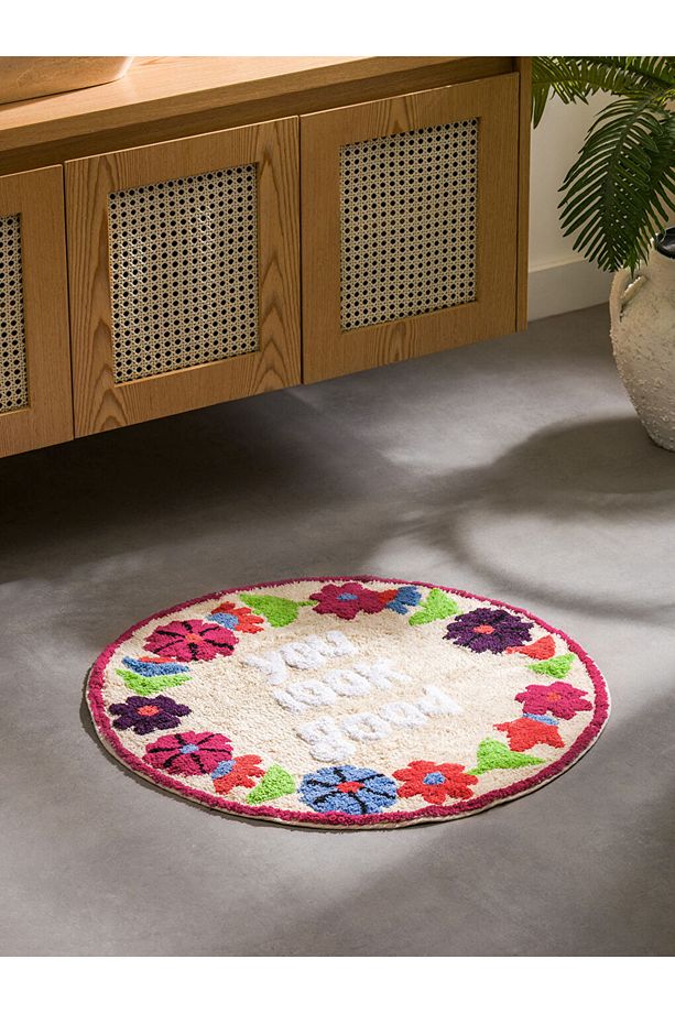 LCW HOME Karişik Çiçek Nakışlı Banyo Paspası 70x70 cm - 1