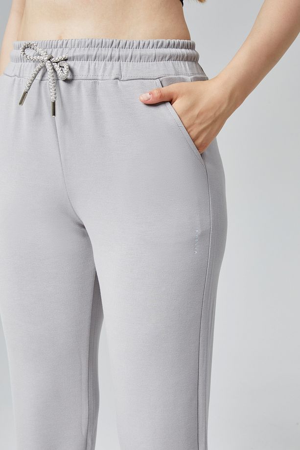 Kadın Gri Modal Kumaş Lastikli Paça Tek Alt Jogger Pantolon - 4