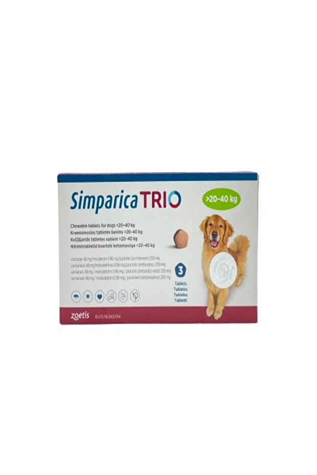 Zoetis Simparica Trio 3 Large Dog Tablets from 20 to 40 kg
