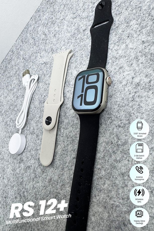 Watch10 RS12+ Akıllı Saat Iphone Uyumlu Ve Android Tüm Telefonlara Uyumlu Smartwatch ChatGPT 2GB RAM - 8