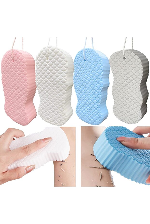 PRITZKER 4 PCS Soft Exfoliating Bath Sponge, 3D Bath Sponge Shower Brush, Soft Bath Sponges for Show