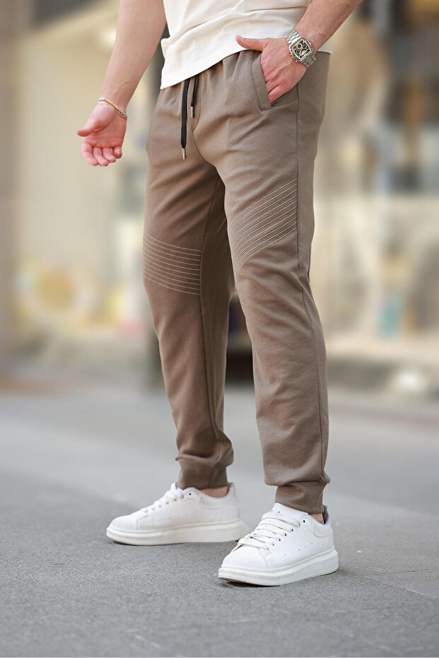 بنطال رياضي بني للرجال E6570 - 1