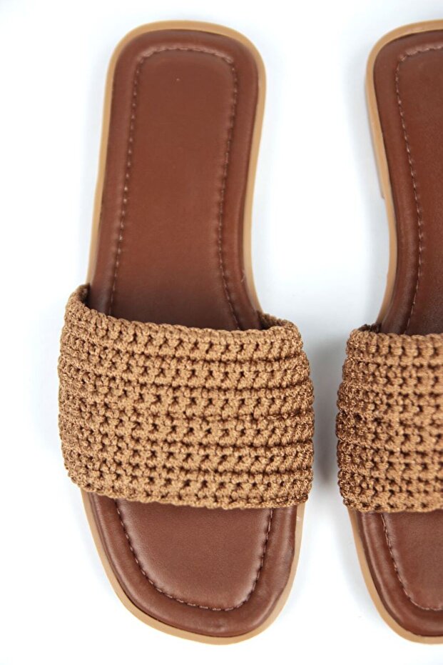 Joyce Women's Hand Knitted Tan Slippers
