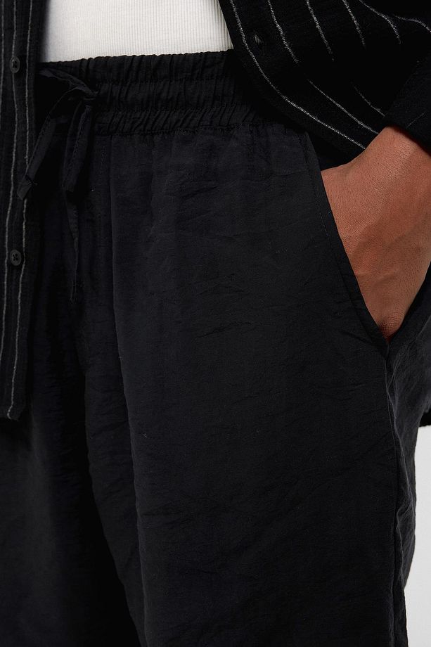 Oversize Modal Kumaş Bermuda Şort Siyah - 5