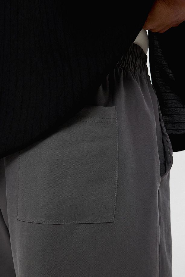 Oversize Modal Kumaş Bermuda Şort Antrasit - 6