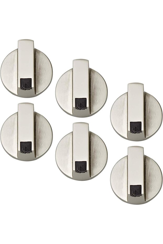 Set of 6 gas stove knobs, Silver - 1