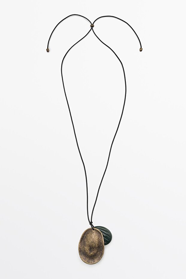 Oval metal parçalı kolye - 1