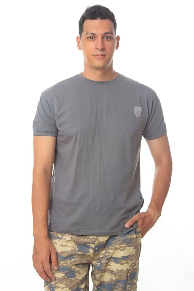 Gray Colored Cotton Short Sleeve Officer Subofficer Specialist Cavus Rutbeli Undershirt T-Shirt