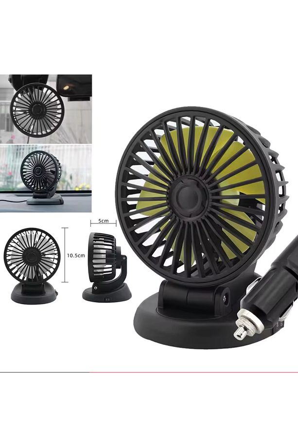 Araç İçi Vantilatör 360° Dönebilen Torpido Üstü Vantilatör 12v Uyumlu Tek Fanlı Soğutucu Fan Pervane - 7