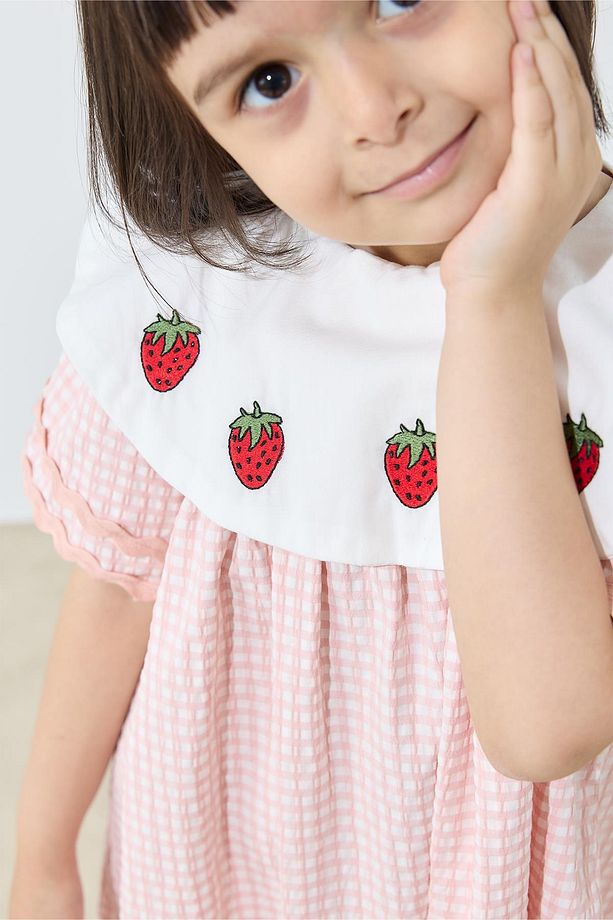 Gingham Elbise - pembe - 3