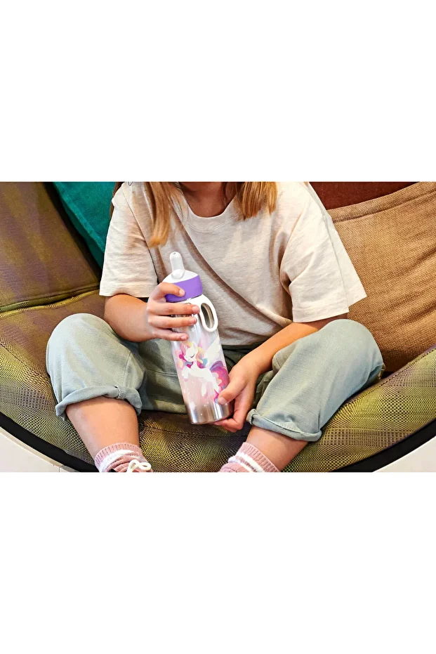 İnsulated Bottle Flip Up Campus Açılır Kapanır Termos Su Şişesi 350 Ml - Little farm - 6