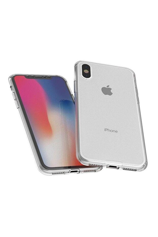360° compatible iPhone XS Max case (front+back) silicone, Transparent - 3