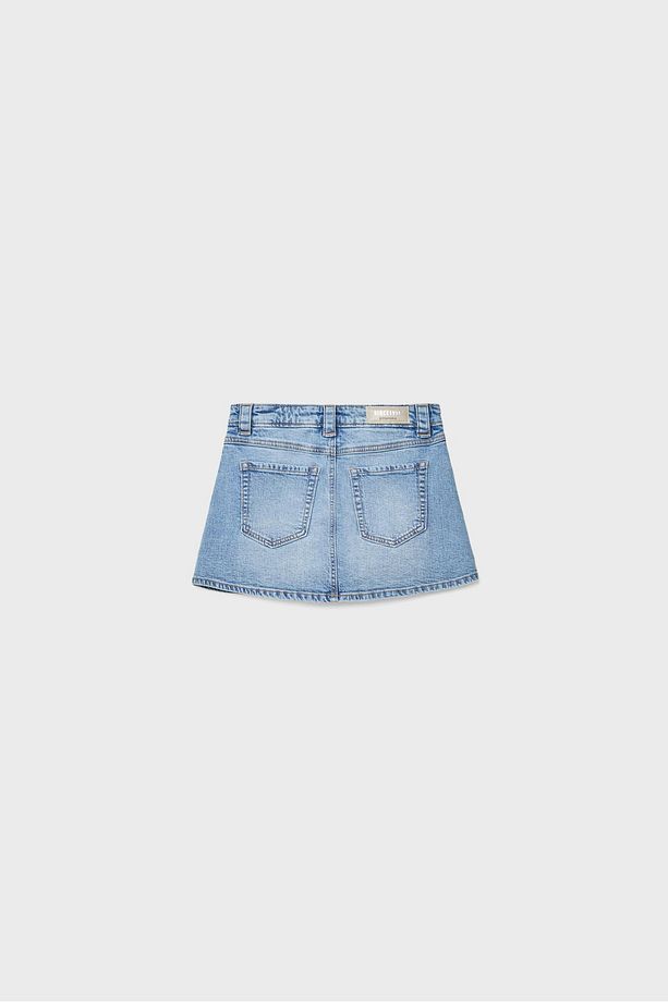 D62 Parlak Denim Şort Etek - 7
