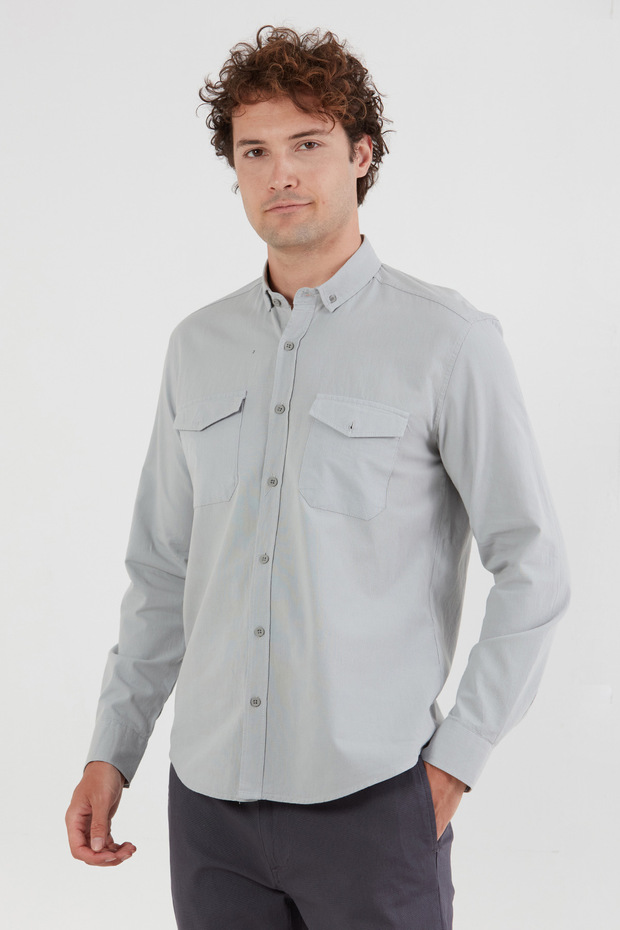 Basic Çift Cepli Gömlek - 1