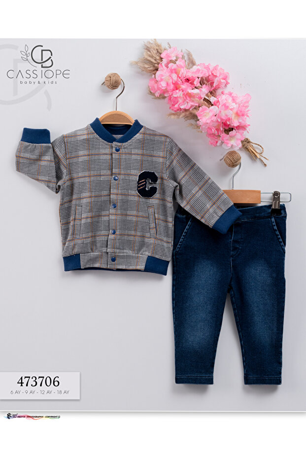 طقم مكون من قطعتين مع بنطلون جينز - 1