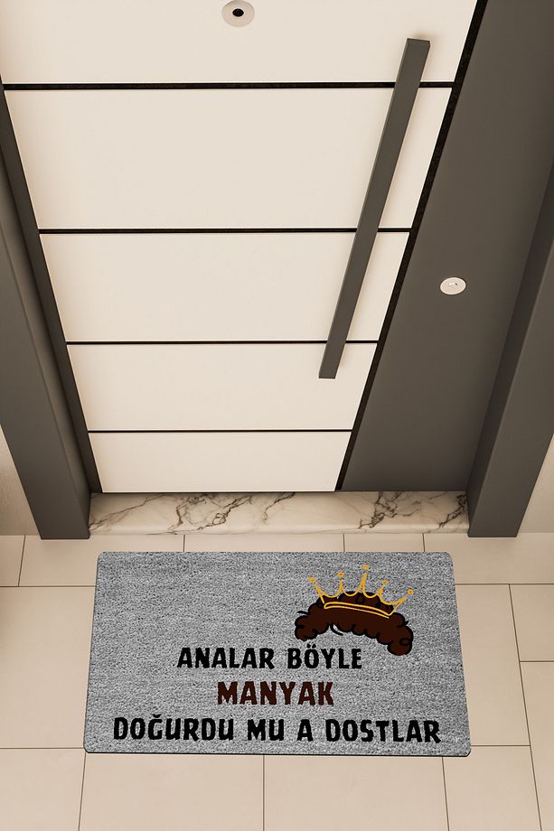 Yüksek Kaliteli Dijital Baskı Gri, Prens Böyle Manyak Görüldümü, temalı Kapı Önü Paspası - 1