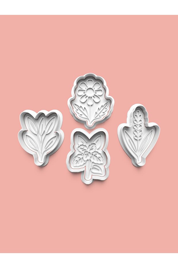 Plant Flowers Cookie Mold and Sugar Dough Mold Set of 4