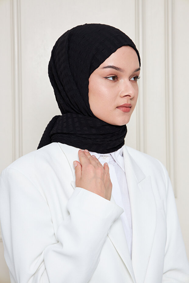 شال شيفون آريا مخطط متدرج - أسود -
