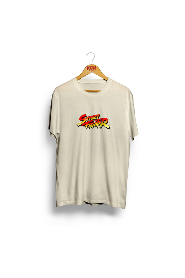 Street Figher / Men's Ecru Cream Color T-Shirt / 100% Cotton Premium Quality / Regular Fit