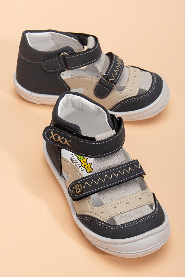 Şirinbebe Orthopedic Baby Boy Firstadım Shoes Smoked Double Velcro Side Open