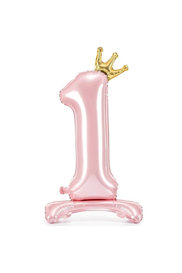 1 Number Foil Balloon with Pink Feet and 1 Piece with Gold Crown