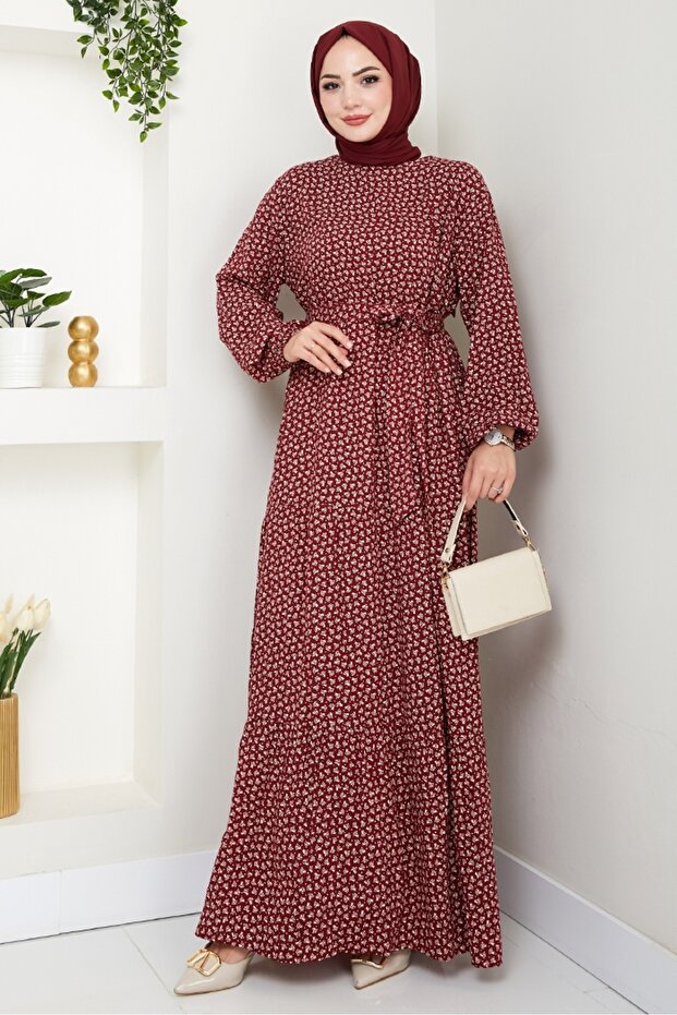 Lian Woven Viscose Dress 1539 - Burgundy