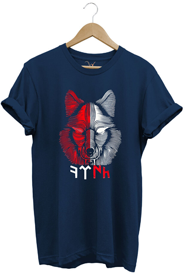 Turkey Bozkurt Göktürk Turkish Text and Wolf Printed Red White 100% Cotton Regular Fit T-Shirt