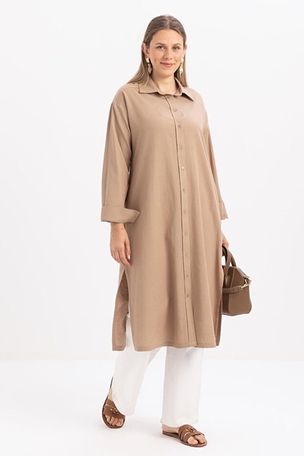 Cămașă lungă cu patchwork de nurcă - 3