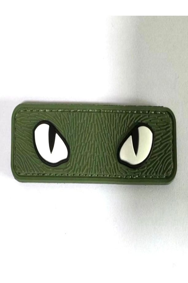 Glow-in-the-Dark Kedi Gözlü PVC Patch – Fosforlu Gece Parlayan Yama 9x2.6 cm - 2