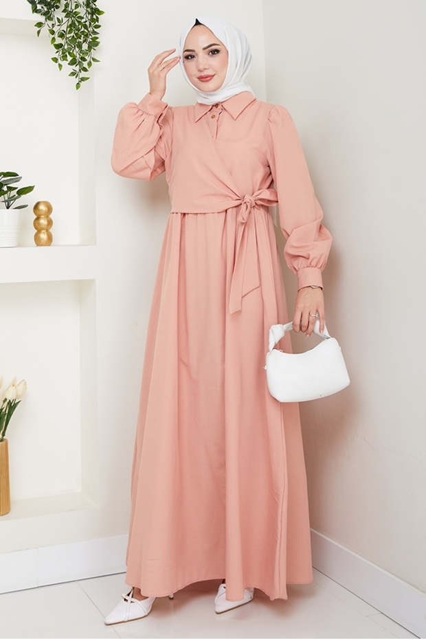 Reyel Cross Tie Dress 1464 - Salmon