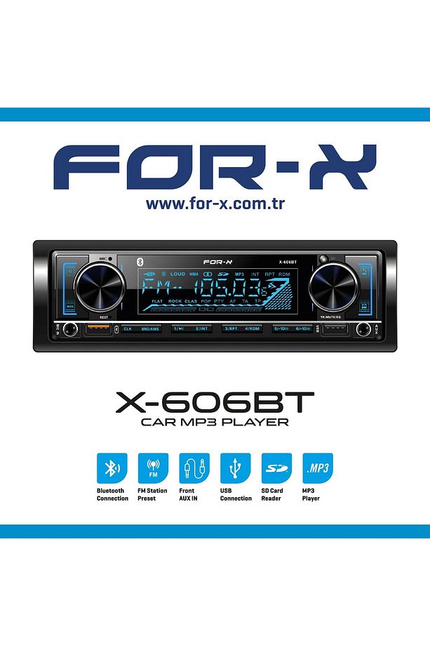 X-606BT ÇİFT USB 3 AMFİ ÇIKIŞLI OTO TEYP - 1