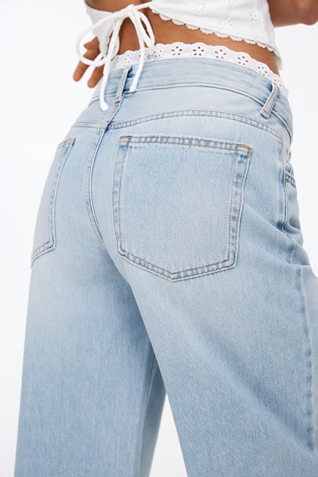 Kemer detaylı baggy jean - 5