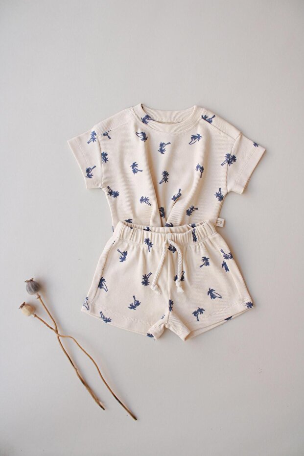 Palm Pattern Camisole Shorts Set - 2