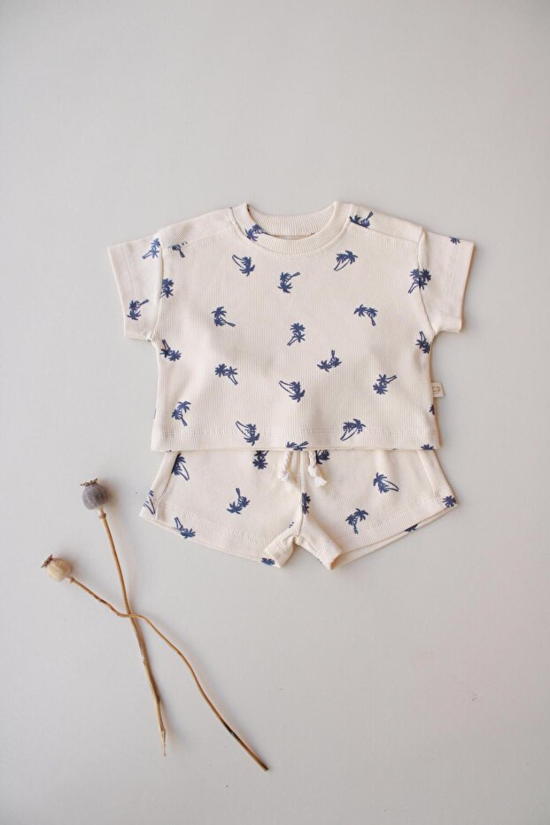 Palm Pattern Camisole Shorts Set - 7