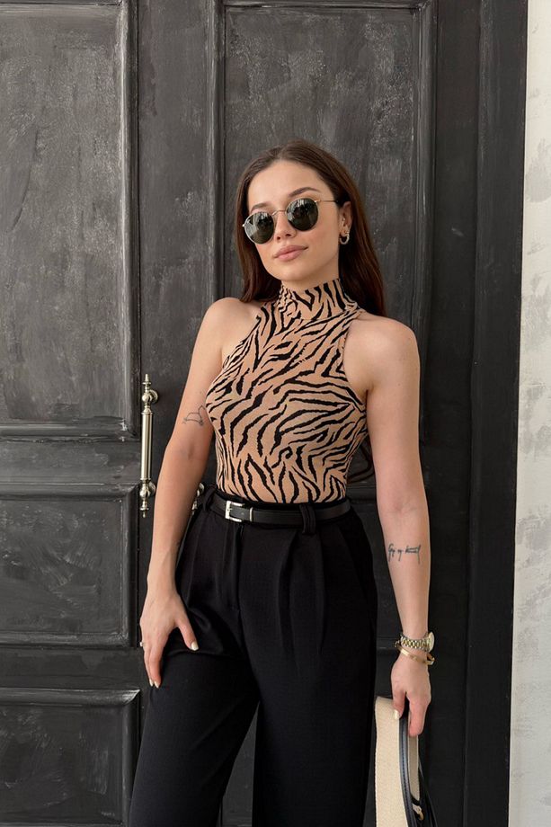 Zebra Desen Kolsuz Bluz - 3