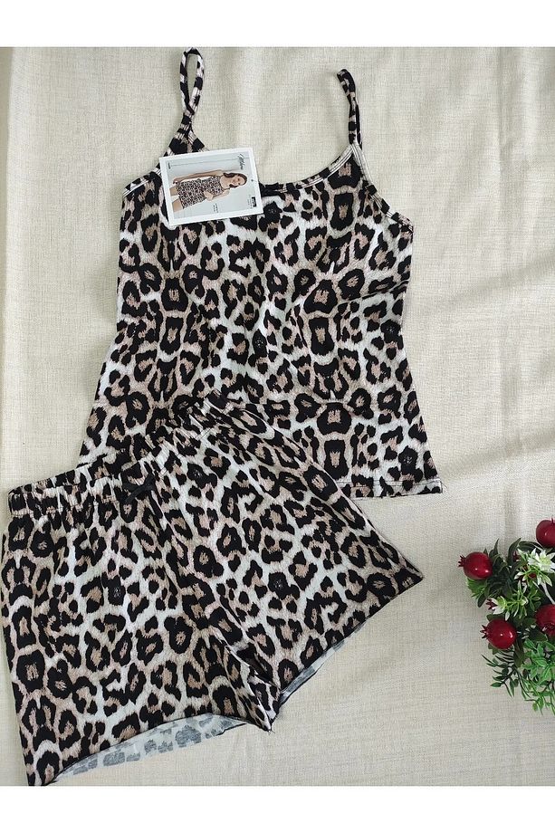 Kadın İp Askılı Şortlu Yazlık Pijama Takımı - 3