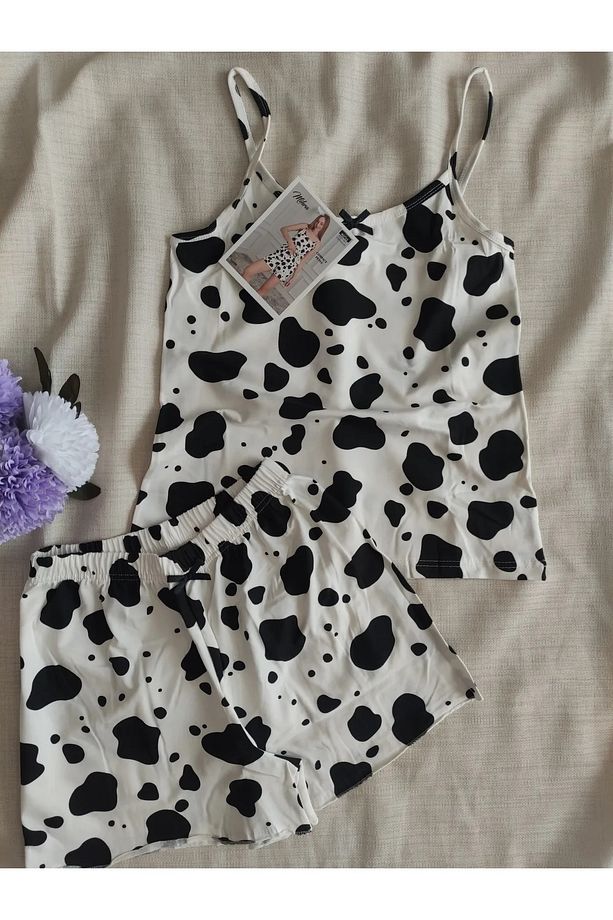 Kadın İp Askılı Şortlu Yazlık Pijama Takımı - 5