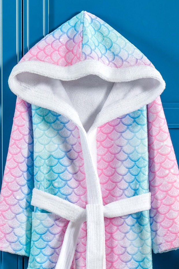 Fish Scale Digital Printed Children's Bathrobe - 2