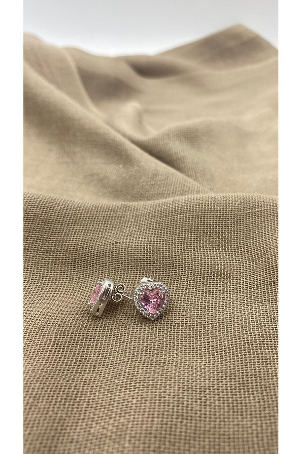 PEMBE KUVARS KALP MODEL 925 AYAR GÜMÜŞ SET (KOLYE,KÜPE VE AYARLANABİLİR YÜZÜK) - 4