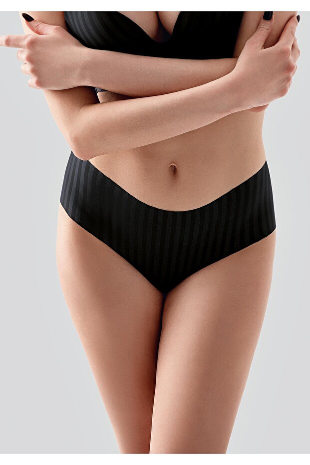Laser Cut Seamless Hipster Panties C19212 Black