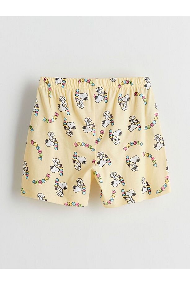 Bisiklet Yaka Snoopy Baskılı Kız Çocuk Şortlu Pijama Takımı - 6
