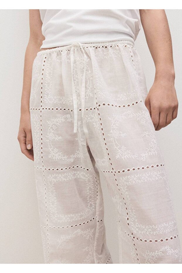 %100 rami işlemeli pantolon - 8