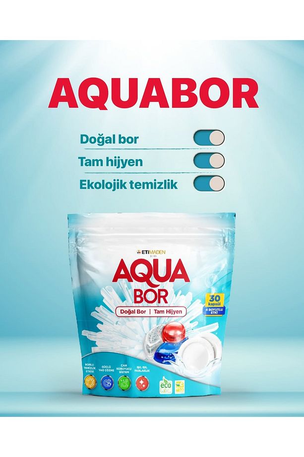 Aquabor Bulaşık makinesi Tableti 30 Lu Doğal Bulaşık Makinesi Tableti - 1