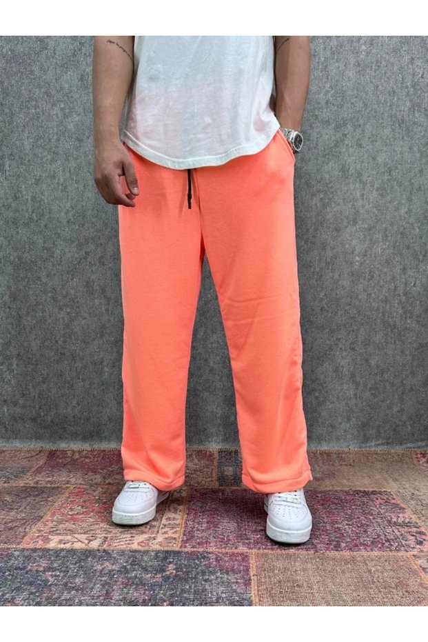 Elastic Waist Tube Leg Pink Baggy Trousers