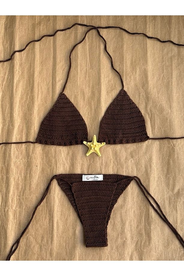 Starla El Yapımı Doğal Deniz Yıldızlı Örgü Bikini Takımı - 1