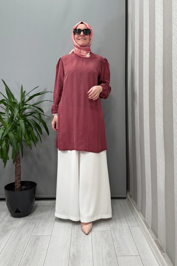 Basic Cupro Ipek Tunik Gül Kurusu 37025 - 1