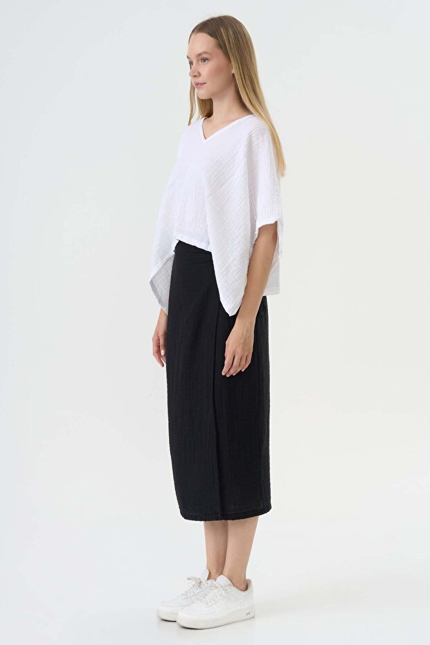 Anvelop Siyah Müslin Etek - 3
