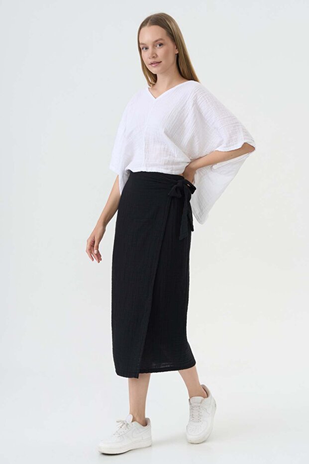 Anvelop Siyah Müslin Etek - 1