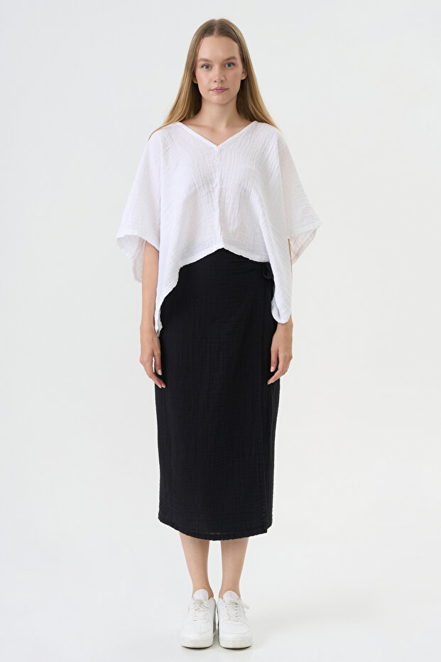 Anvelop Siyah Müslin Etek - 5