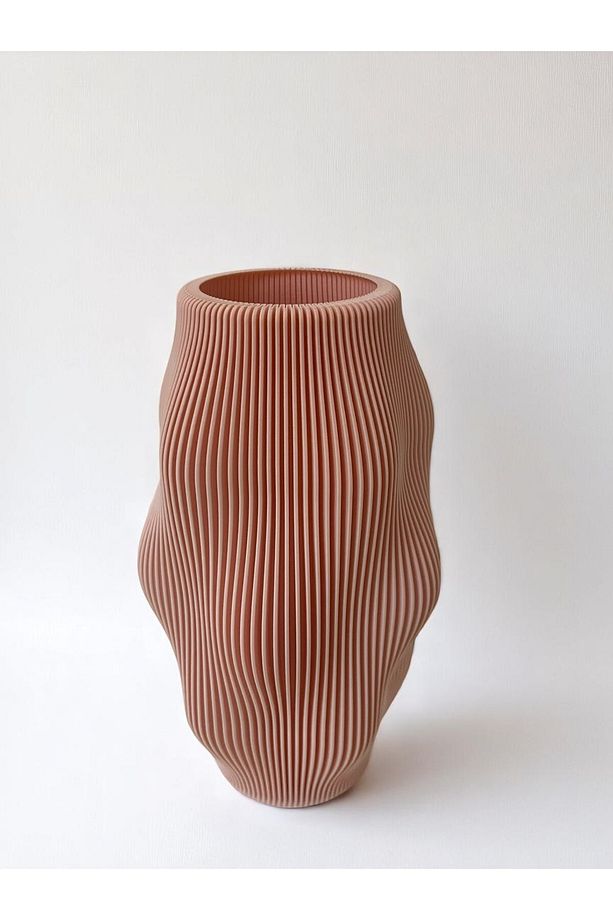 Ripple Form Vazo – Pudra Pembe | Modern Dalga Desenli Dekoratif Vazo - 6
